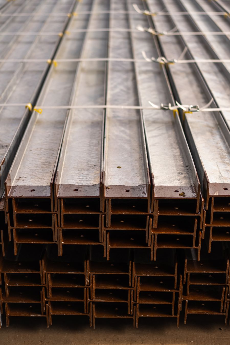 Stack of MS structural steel beams